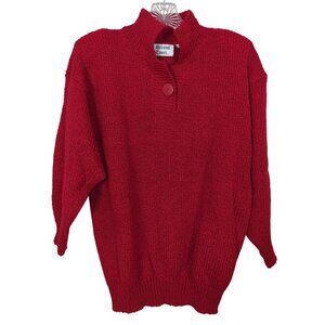 Vintage Bristol Court Red‎ Acrylic One button-Up red Women Sweater size Large